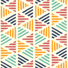Fun hand drawn abstract seamless pattern, simple geometric background, doodle style - great for textiles, banners, wallpapers, wrapping - vector design
