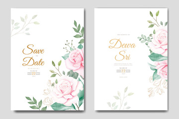 wedding invitation card with floral watercolor