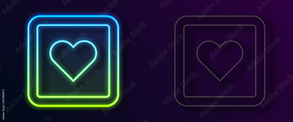 Poster glowing neon line like heart icon isolated on black background. counter notification icon. follower 