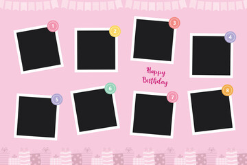Happy birthday card, happy birthday photo frames