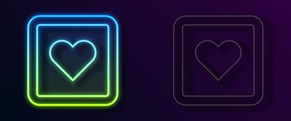 Glowing neon line Like heart icon isolated on black background. Counter Notification Icon. Follower Insta. Vector