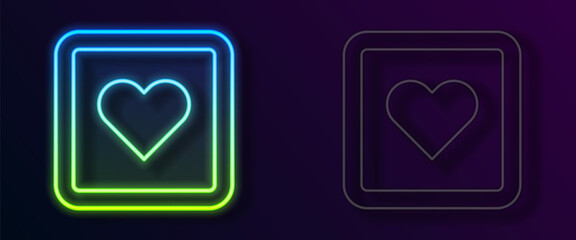 Glowing neon line Like heart icon isolated on black background. Counter Notification Icon. Follower Insta. Vector