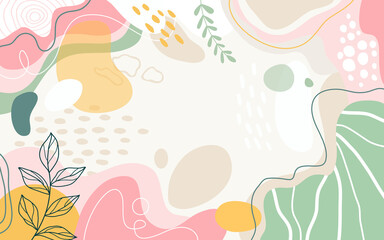 Design banner frame background .Colorful poster background vector illustration.Exotic plants, branches,art print for beauty, fashion and natural products,wellness, wedding and event.