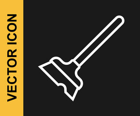 White line Mop icon isolated on black background. Cleaning service concept. Vector