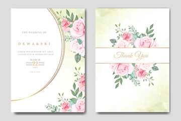 wedding invitation card with floral watercolor