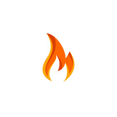 M Fire Logo Simple Design, M Icon, Fire Vector © ansgrav