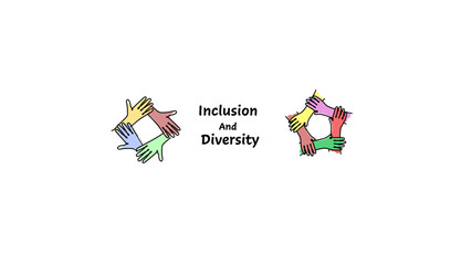 Diversity and inclusion logos set. Multinational hands holding each other. Inclusive illustration for web, print, t-shirt, textile, background, postcard. One line abstract illustration
