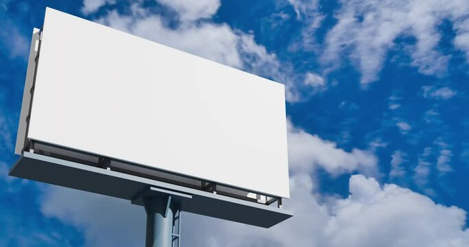 empty 3d mockup billboard over the timelapse cloud in the natural blue sky moving in sunny day