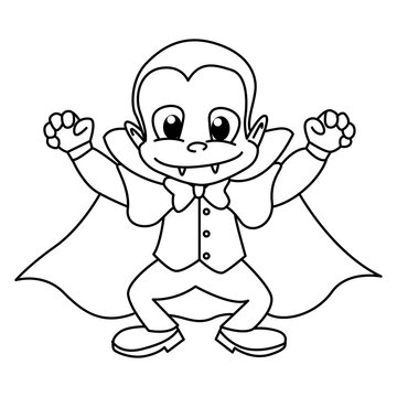 Cute dracula cartoon coloring page illustration vector. For kids coloring book.