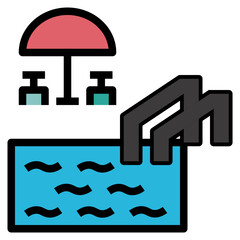 Pool service outline filled color icon