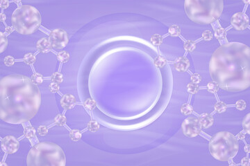 Hyaluronic acid hair and skin solutions ad, purple collagen serum drop with cosmetic advertising background ready to use, illustration vector.	