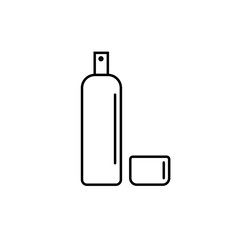 Сosmetic white clean bottle line vector icon for website or app and logo on white background