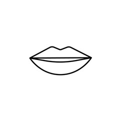 Lip line vector icon for website or app and logo on white background. Sing pictogram for menu in liner thin design. Pixel prefect