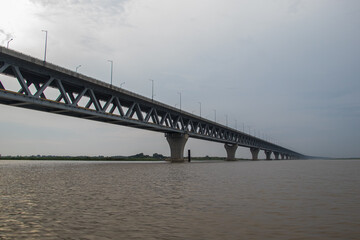 Fototapeta na wymiar The dream of the Bangladesh Padma bridge is ready to use. Tomorrow on June 25, 2022, Honorable the Prime Minister of Bangladesh will inaugurate the Padma Bridge.