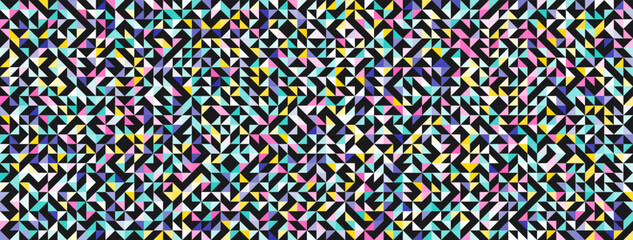 Triangles colorful pattern. Abstract geometric grunge texture in dark background. Bright multicolor, rainbow vector shining triangular template. Completely new template for your business design.