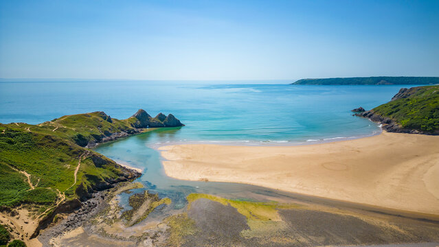 Three Cliffs Bay Swansea, image taken with the drone
