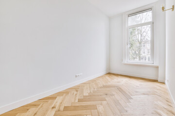 Unfurnished modern room with wooden floor
