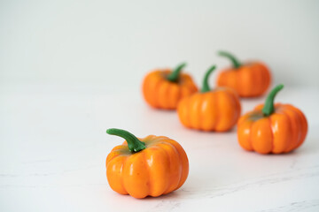 Orange Halloween Pumpkins on White background.