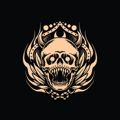 dark skull tattoo vector design