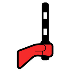 Traffic police stick in hand line icon isolated on a white background.