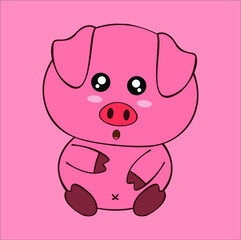 Obraz na płótnie Canvas kawaii cute pig illustration line art vector design