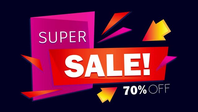 70% off. Super sale! Animated video of the sale, the offer of purchases at a discounted price. Business and finance. Special price offer