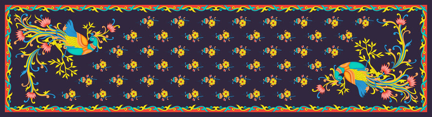 Fototapeta na wymiar Ikat Indian style Dupatta for dress Colorfull moitf Background, Digital Print