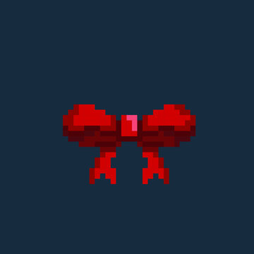 red ribbon in pixel art style