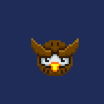 owl head in pixel art style