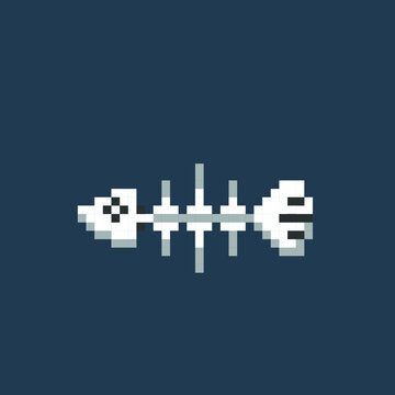 fish bone in pixel art style