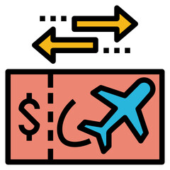 Return ticket outline filled color icon