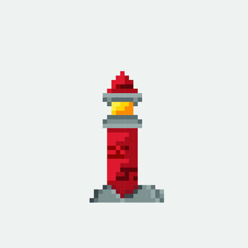 lighthouse in pixel art style