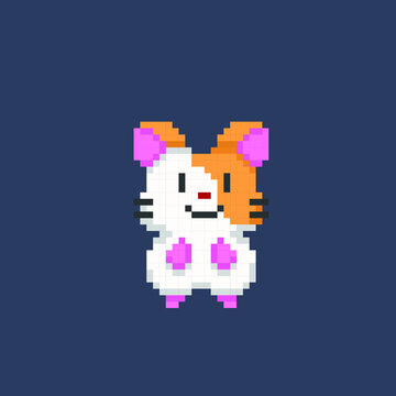 cute hamster in pixel art style