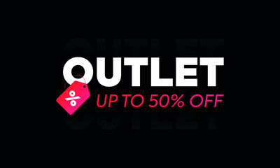 outlet sale logo up to 50% off - obrazy, fototapety, plakaty