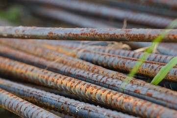 Cast iron with some rust due to corrosion. Picture taken with a blur background