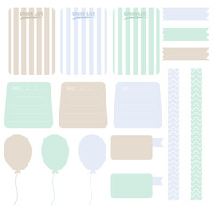 Cute paper notes. Stationary set. Scrapbook notes and cards.Printable planner stickers. To Do List note. Template for your message. Decorative planning element. Vector illustration.