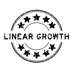 Grunge black linear growth word with star icon round rubber seal stamp on white background