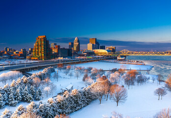 Beautiful shot of Louisville during winter