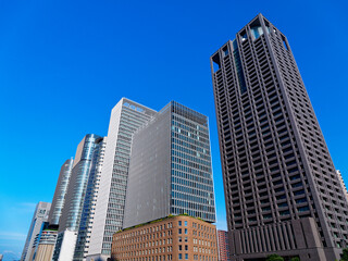 Fototapeta na wymiar 大阪中之島3丁目 田蓑橋から見る中之島の高層ビル群