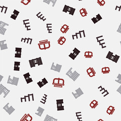 Set line Swedish wall, Sport horizontal bar, and Attraction carousel on seamless pattern. Vector