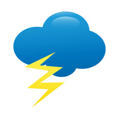 Summer thunderstorms. Storm clouds, thunderstorm lightning vector illustration. Cloud and lightning bolt icon for infographic, website or app.