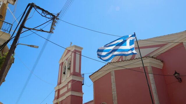 Holy Trinity Church in Garitsa, part of Corfu city, capital of Corfu Island, Greece, 4k