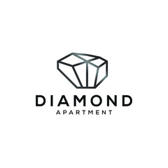 luxury real estate logo vector design template. simple diamond apartment logo design vector illustration with outline, clean and minimalist styles isolated on white background.