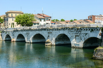 Naklejka premium Stone bridge at Rimini on Italy