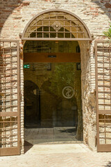 Entrance of Fellini museum at Rimini on Italy