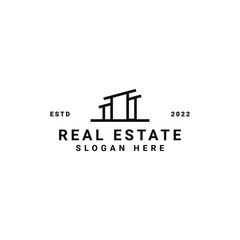 modern real estate logo vector design template.  minimalist residential logo design vector illustration with outline, unique and elegant styles isolated on white background.
