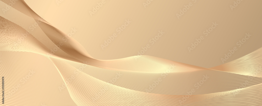 Poster Premium background design with diagonal line pattern in gold color. Abstract golden threads background with glow effect