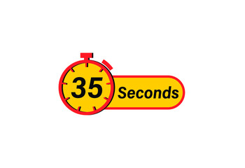 35 Seconds timers Clocks, Timer 35 sec icon, countdown icon. Time measure. Chronometer icon isolated on white background