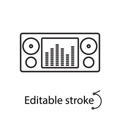 Audio recorder outline icon. Music center item. Musical store label. Isolated vector stock illustration