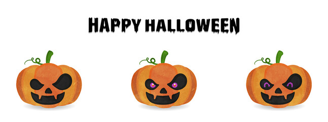 	Expressive Jack O Lantern Face Illustration Set 02